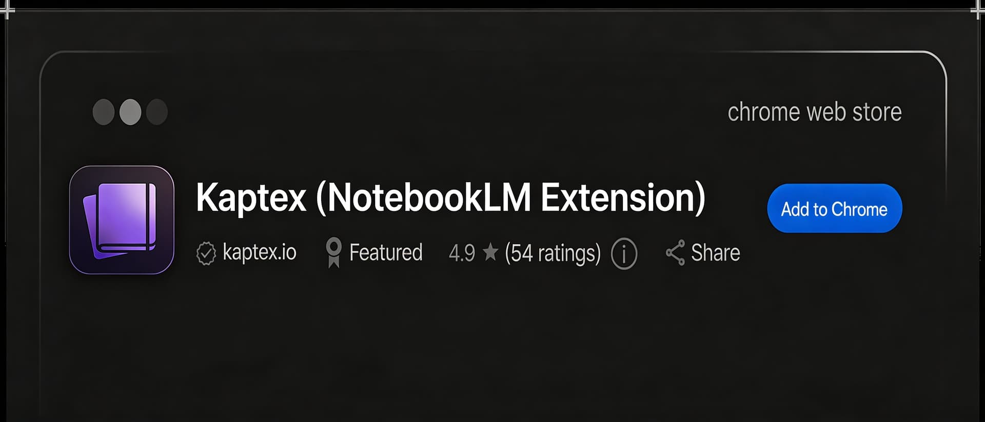 Kaptex NotebookLM Chrome extension interface